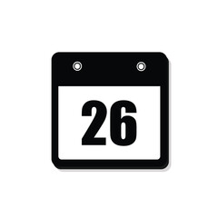 26 calender icon with white background