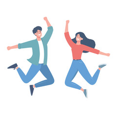 Obraz premium vector young man standing and jumping happily
