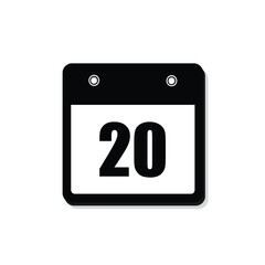 20 calender icon with white background