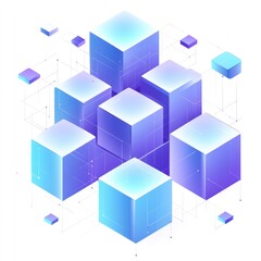 Interconnected glowing blue cubes forming a network.