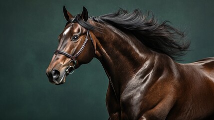 Obraz premium Majestic Brown Horse Galloping with Graceful Mane Flow