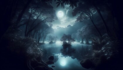 Obraz premium fantasy landscape with the moon