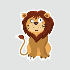 Cute Cartoon Lion Vector Sticker. Playful cartoon lion sticker with a friendly expression. Perfect for kids’ decor, educational materials, and wildlife-themed designs