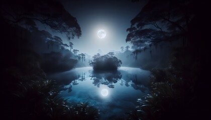 Obraz premium fantasy landscape with the moon