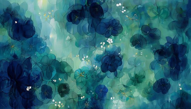 Illustrazione intricata di un muro floreale che crea un'atmosfera mistica e stravagante, Intricate illustration of a floral wall that creates a mystical and whimsical atmosphere