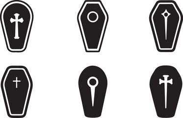 Fototapeta premium Coffin icon silhouettes