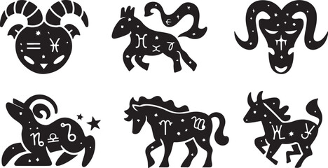 Naklejka premium Zodiac Constellations silhouettes