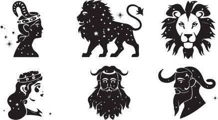 Zodiac Constellations silhouettes