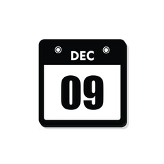 calender icon, 09 december icon with white background