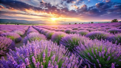 Obraz premium Lavender Field Sunset