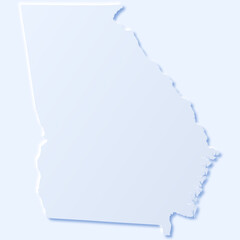 Georgia State map with paper cut effect in light blue color