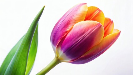 Single Tulip Bloom with Leaf