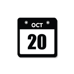 calender icon, 20 october icon with white background