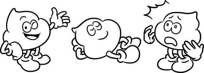 Vector illustration set of doodle poop characters