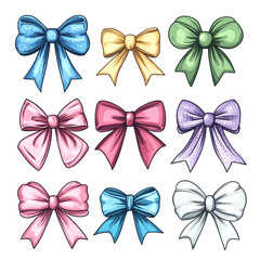 Delightful collection of colorful bows perfect for gifts and decorations