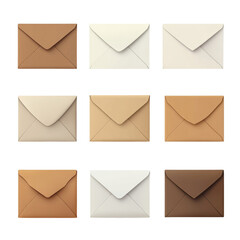Nine Envelopes in Various Neutral Shades Ready to Send