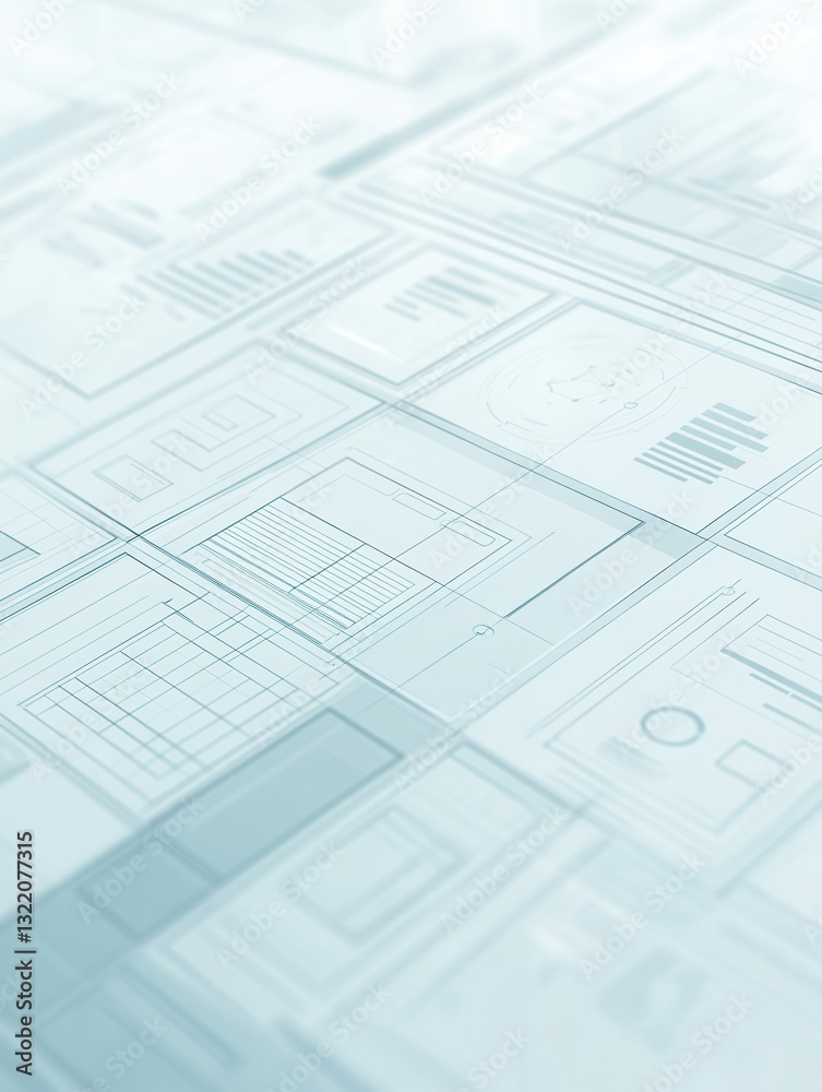 Fototapete sleek wireframe design background with grid lines and transparent elements for digital branding reso