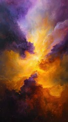 Naklejka premium Vibrant Abstract Cosmic Explosion of Color in Space Art