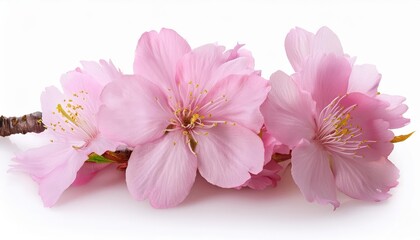 Isolated Sakura Flowers in Pure White Background, Showcasing Delicate Petals and Soft Pink Hues, Radiating Tranquility and Beauty