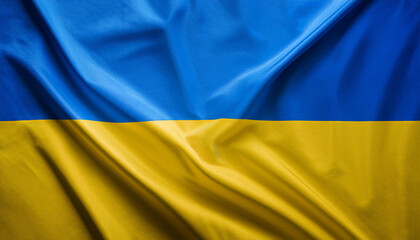 National flag of Ukraine, silk fabric. Banner for celebrating Independence Day.