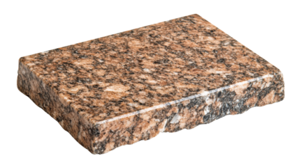 Rectangular slab of polished granite material with transparent background