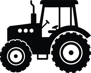 Tractor Silhouette Vector, Old Tractor Vector Silhouette Illustration