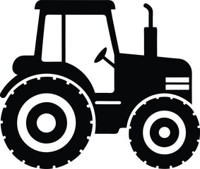 Tractor Silhouette Vector, Old Tractor Vector Silhouette Illustration