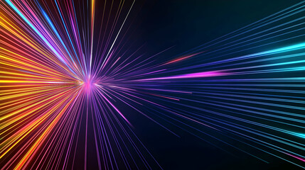 Vivid Colors Converge in Dynamic Starburst Pattern of Light Speed and Motion Blur on Dark Background