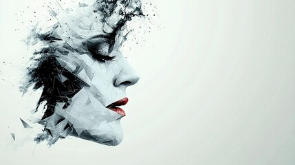 Fototapeta premium A woman's face with black and white paint splashed on it