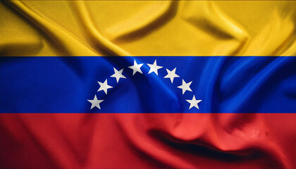 National flag of Venezuela, silk fabric. Banner for celebrating Independence Day.