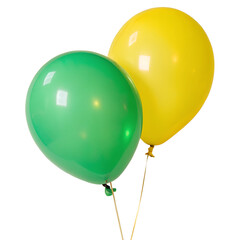 Green and Yellow Balloons Isolated on Transparent Background