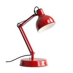 Fototapeta premium Stylish red desk lamp illuminating a workspace