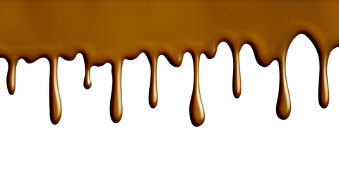 Stylized dripping caramel over transparent background