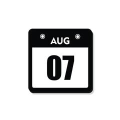 calender icon, 07 august icon with white background