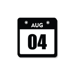 calender icon, 04 august icon with white background