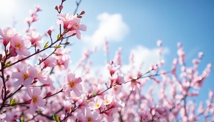 Obraz premium Pink Blossoms Against Blue Sky