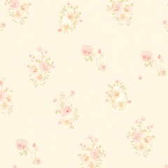 Seamless floral pattern with little roses Generative AI