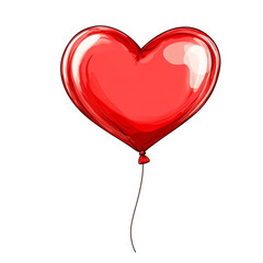 A red heart balloon floats gently signifying love and happiness