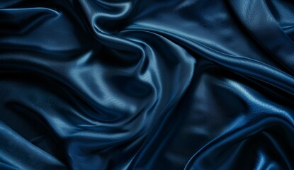 Obraz premium Dark Blue Satin Fabric with Smooth Elegant Folds