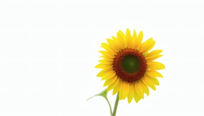 Fototapeta premium Single Sunflower on White Background