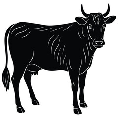 Cattle silhouettes and icons. Black flat color simple elegant white background Cattle animal vector and illustration.