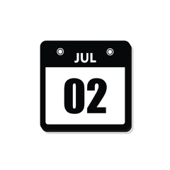 calender icon, 02 july icon with white background