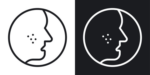 Acne icon set in black and white stroke lines