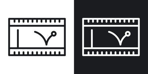 Animation icon set in black and white stroke lines