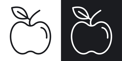 Apple icon set in black and white stroke lines