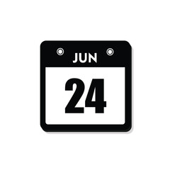 calender icon, 24 june icon with white background
