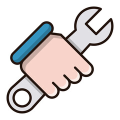 A Steady Hand Confidently Grips A Wrench, Symbolizing Skilled Repair And Unwavering Dedication To Fixing Problems With A Clean, Simple, And Bold Illustrative Style