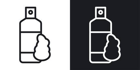 Hair mousse icon set in black and white stroke lines