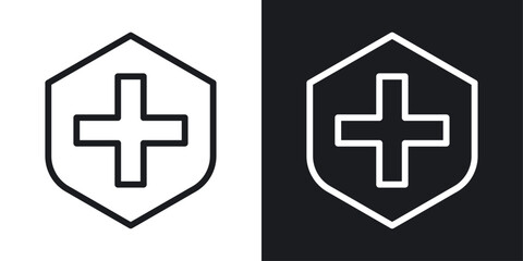 Immune guard icon set in black and white stroke lines