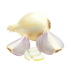 Fresh yellow onion isolated on white background.